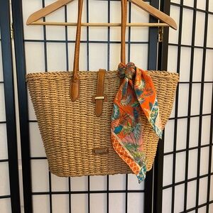 Sun N Sand Stylish Tan Woven Tote Bag